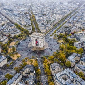 Arc de Triomphe from the sky, Paris